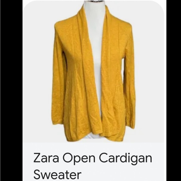 Zara Gold Mustard Color Open Long Sleeve Cardigan Size Medium - Picture 5 of 5